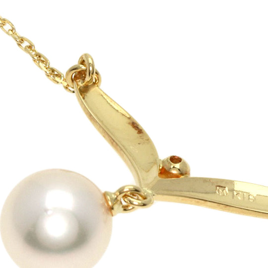MIKIMOTO Necklace 18K Yellow Gold gold Pearl 1P Diamond