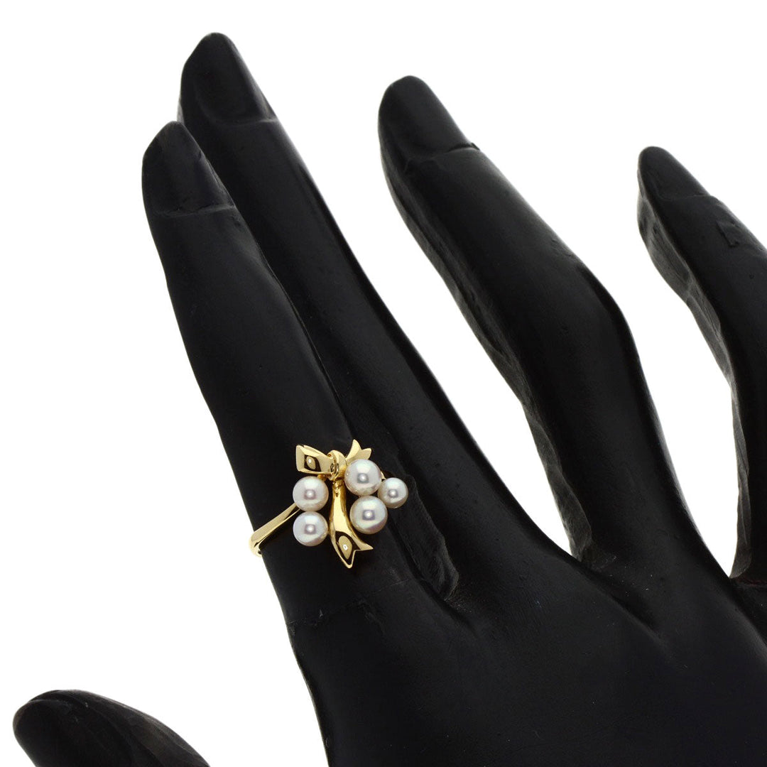 MIKIMOTO Ring 18K Yellow Gold gold Baby Pearl Ribbon Women Used Authentic