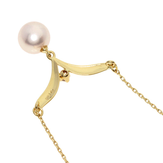 MIKIMOTO Necklace 18K Yellow Gold gold Pearl 1P Diamond