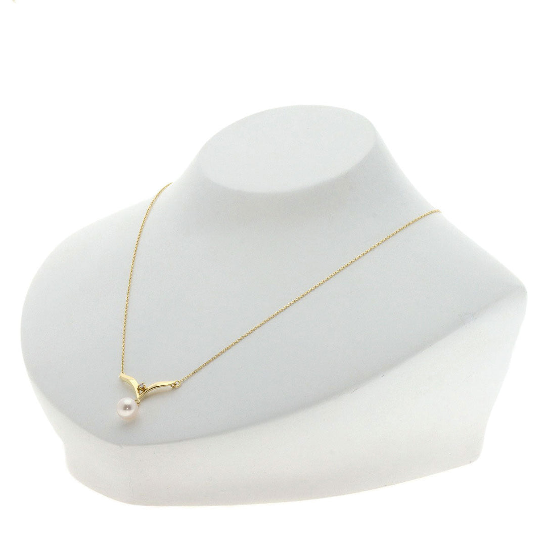 MIKIMOTO Necklace 18K Yellow Gold gold Pearl 1P Diamond