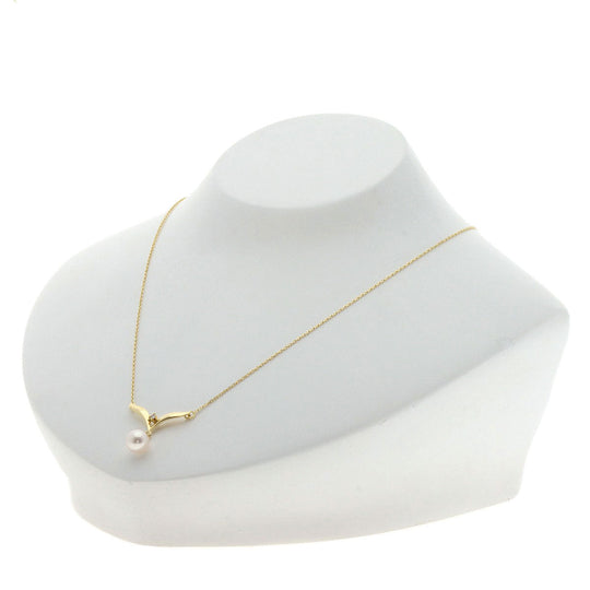 MIKIMOTO Necklace 18K Yellow Gold gold Pearl 1P Diamond