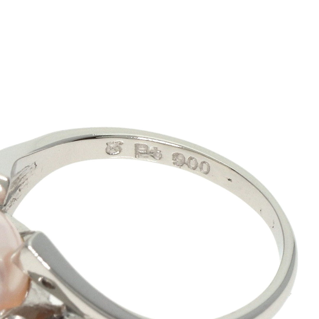 MIKIMOTO Ring PT900 Silver Pearl 2P Diamond Women Used Authentic