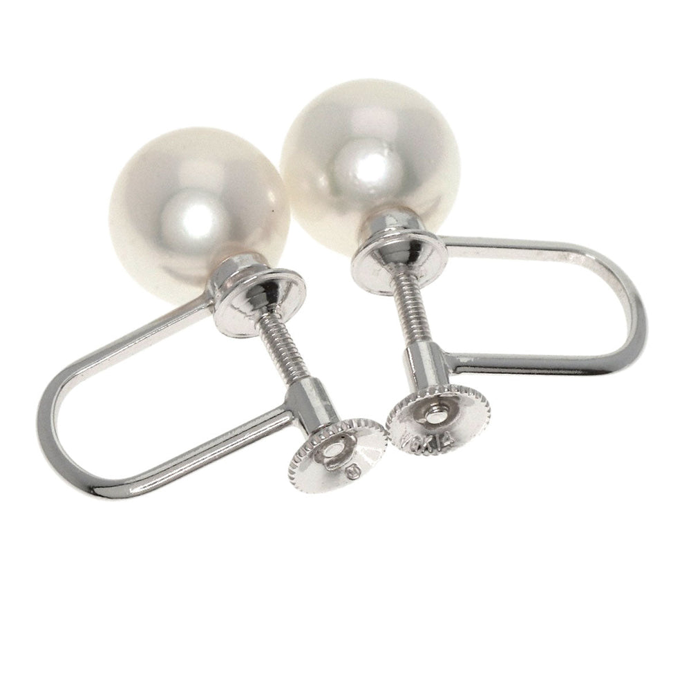 MIKIMOTO Earring K14WG Silver Pearl Women Used Authentic