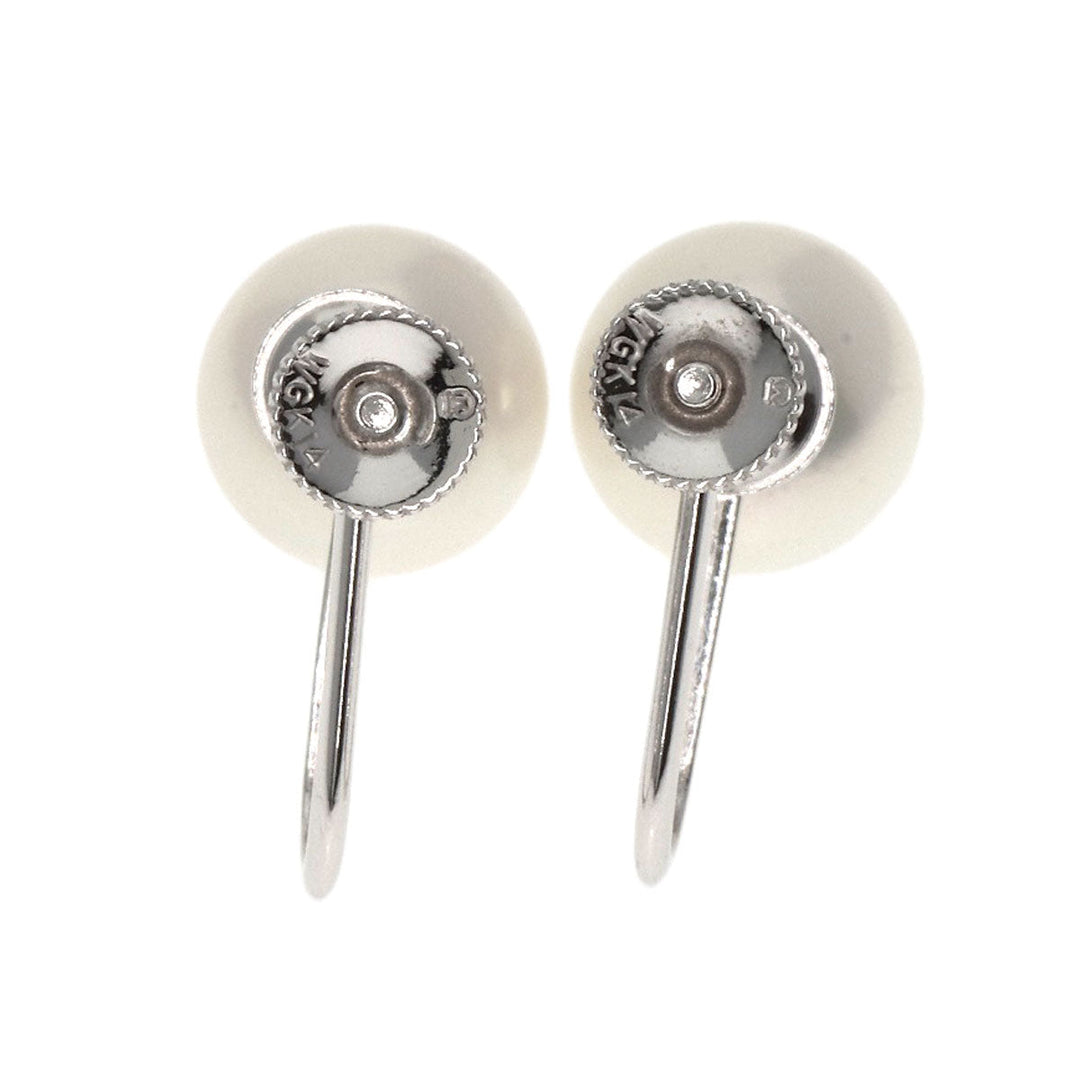 MIKIMOTO Earring K14WG Silver Pearl Women Used Authentic