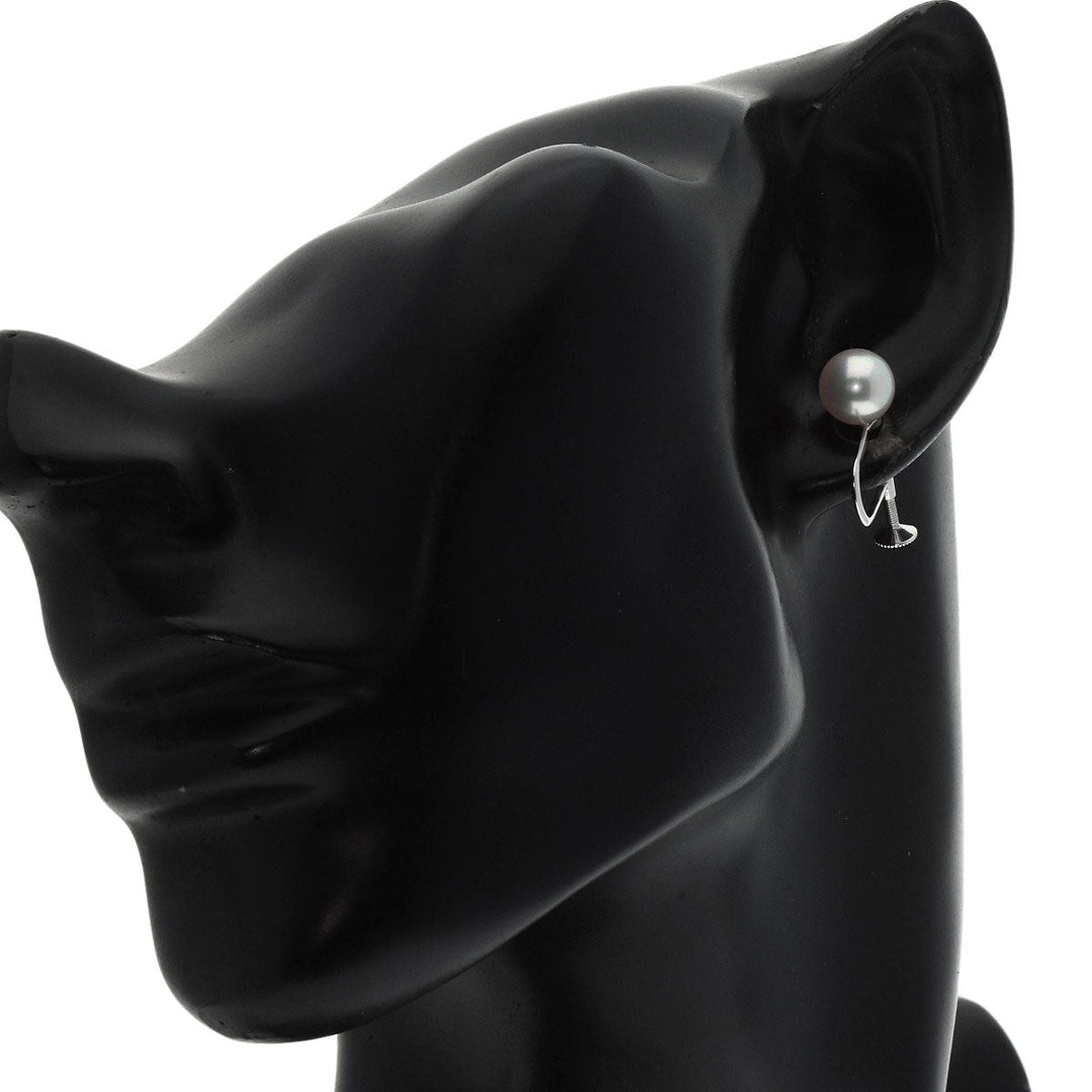 MIKIMOTO Earring K14WG Silver Pearl Women Used Authentic