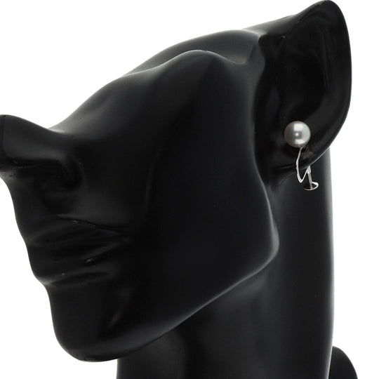 MIKIMOTO Earring K14WG Silver Pearl Women Used Authentic