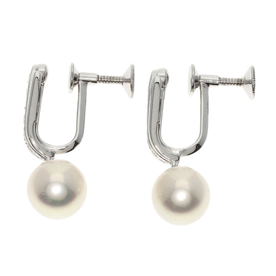 MIKIMOTO Earring K14WG Silver Pearl pearl diamond Women Used Authentic