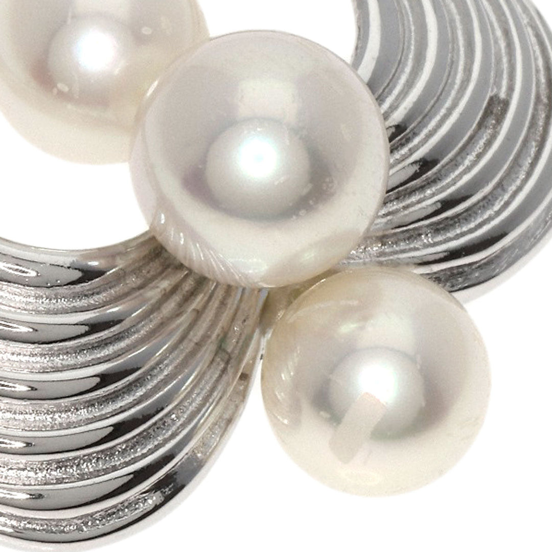 MIKIMOTO Necklace K14WG Silver Pearl Women Used Authentic