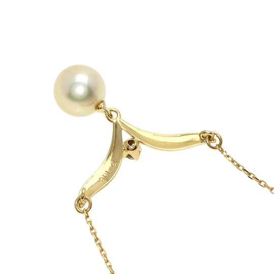 MIKIMOTO Necklace 18K Yellow Gold gold Pearl 1P Diamond