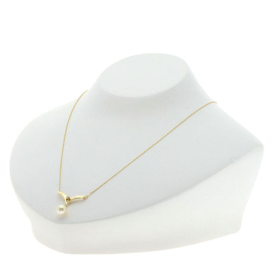 MIKIMOTO Necklace 18K Yellow Gold gold Pearl 1P Diamond