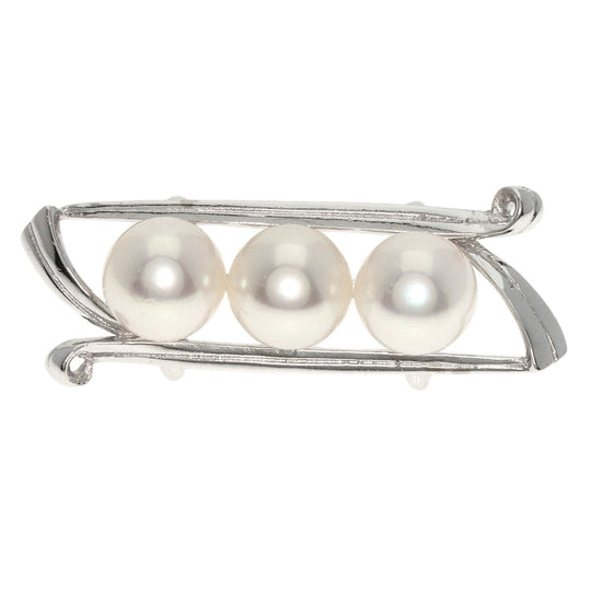 MIKIMOTO Obi closure K14WG Silver Pearl Women Used Authentic