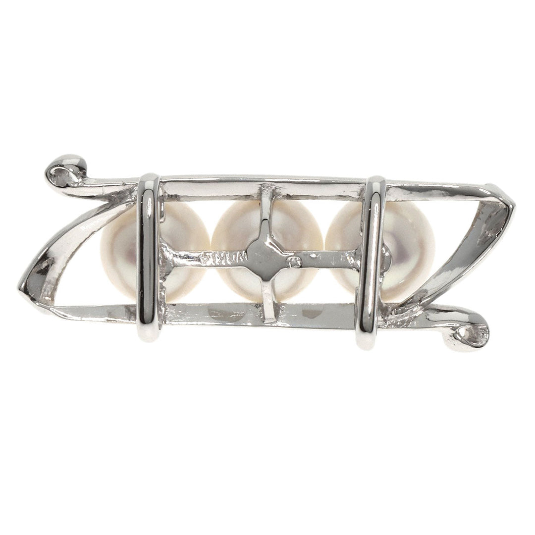 MIKIMOTO Obi closure K14WG Silver Pearl Women Used Authentic