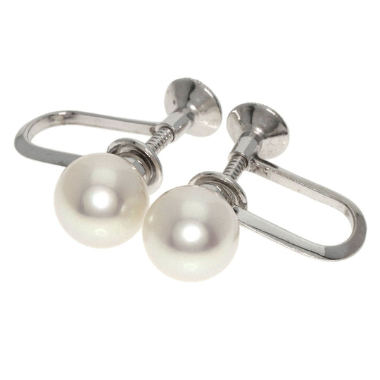 MIKIMOTO Earring K14WG Silver Pearl Women Used Authentic