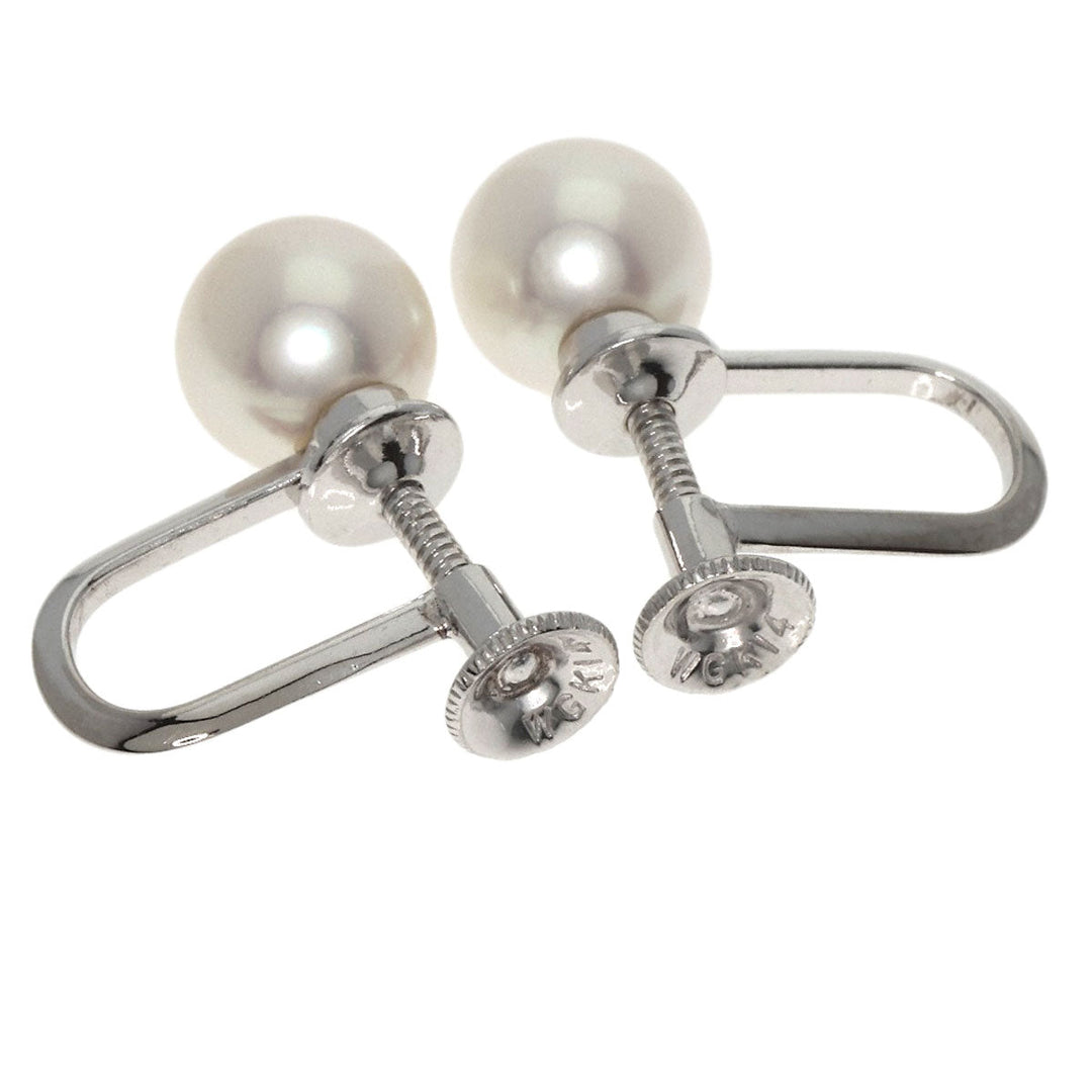MIKIMOTO Earring K14WG Silver Pearl Women Used Authentic