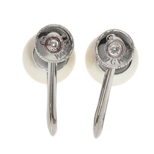 MIKIMOTO Earring K14WG Silver Pearl Women Used Authentic