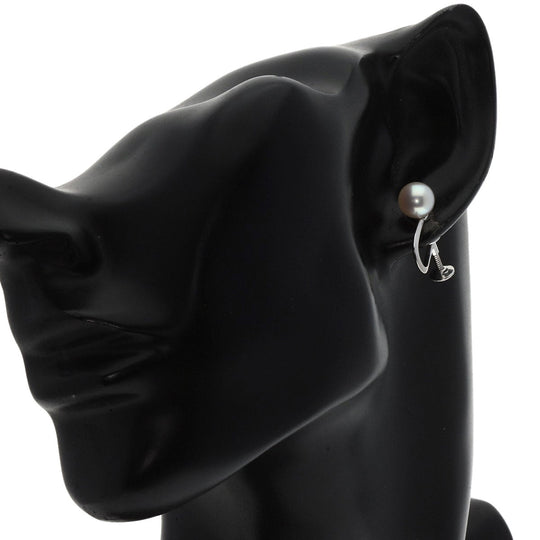 MIKIMOTO Earring K14WG Silver Pearl Women Used Authentic