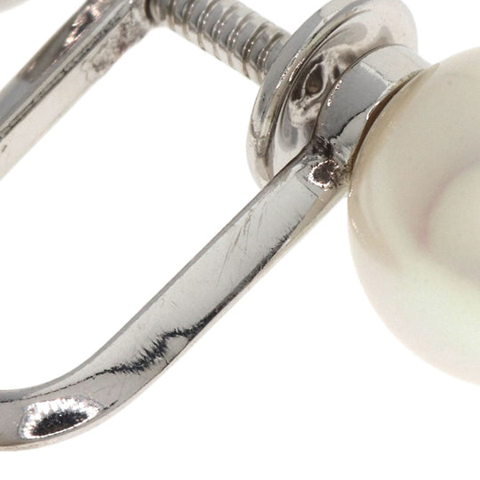MIKIMOTO Earring K14WG Silver Pearl Women Used Authentic