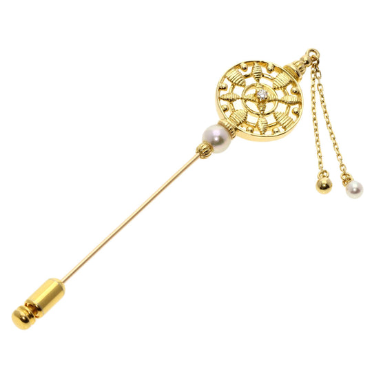 MIKIMOTO Brooch 18K Yellow Gold gold Pearl Diamond Pin Brooch