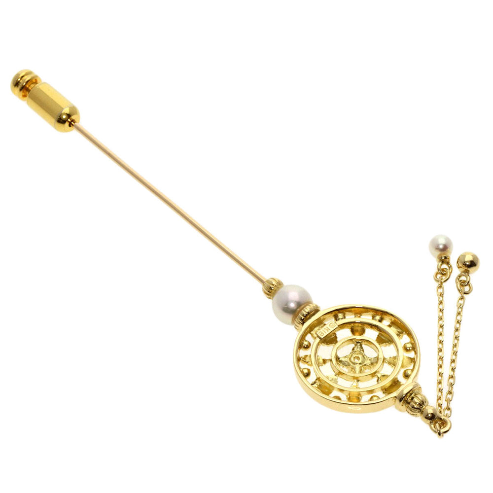 MIKIMOTO Brooch 18K Yellow Gold gold Pearl Diamond Pin Brooch