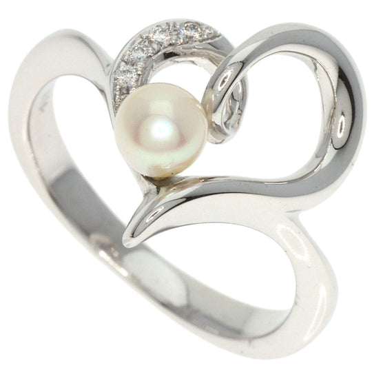 MIKIMOTO Ring K18WG gold Heart Motif Baby Pearl Pearl Diamond