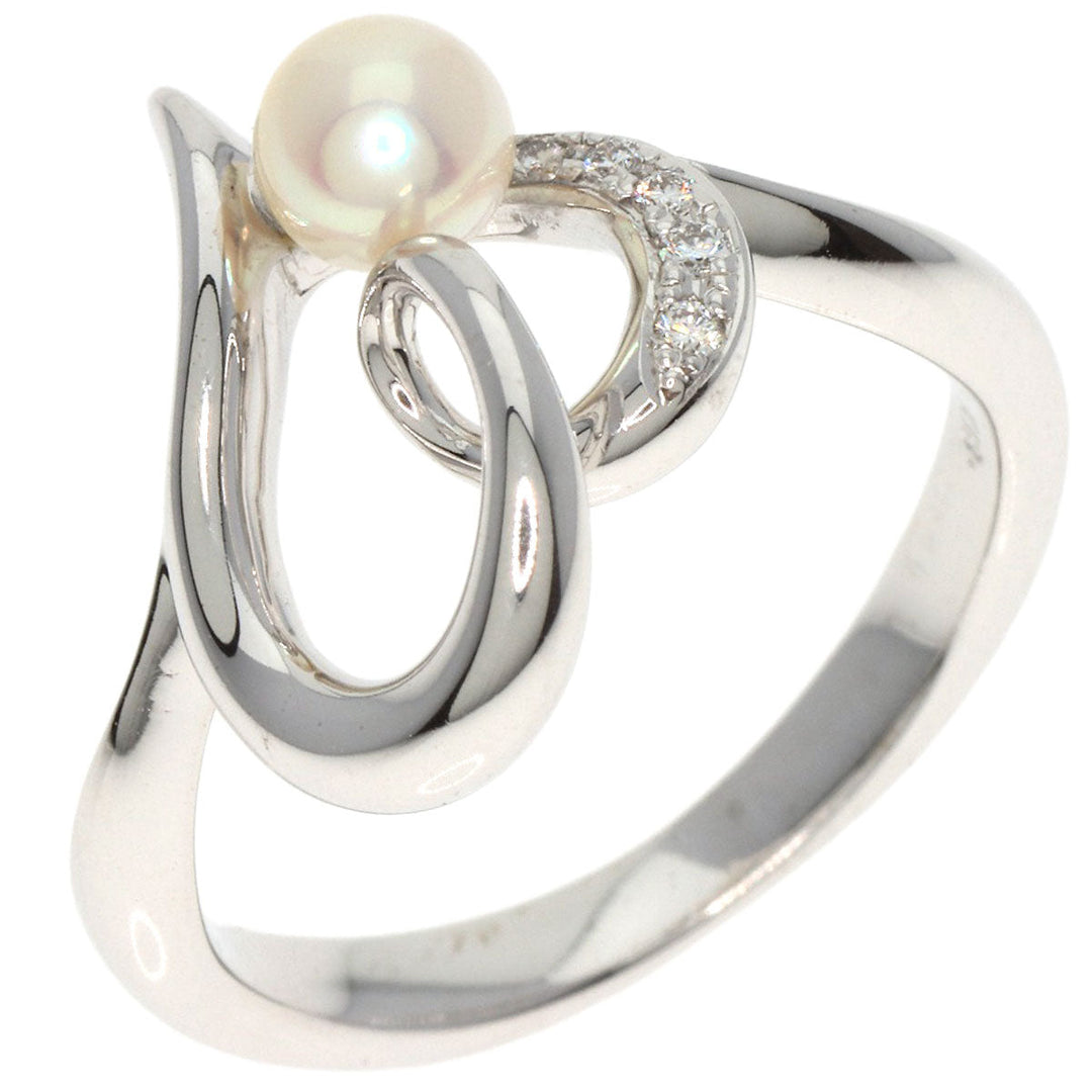 MIKIMOTO Ring K18WG gold Heart Motif Baby Pearl Pearl Diamond