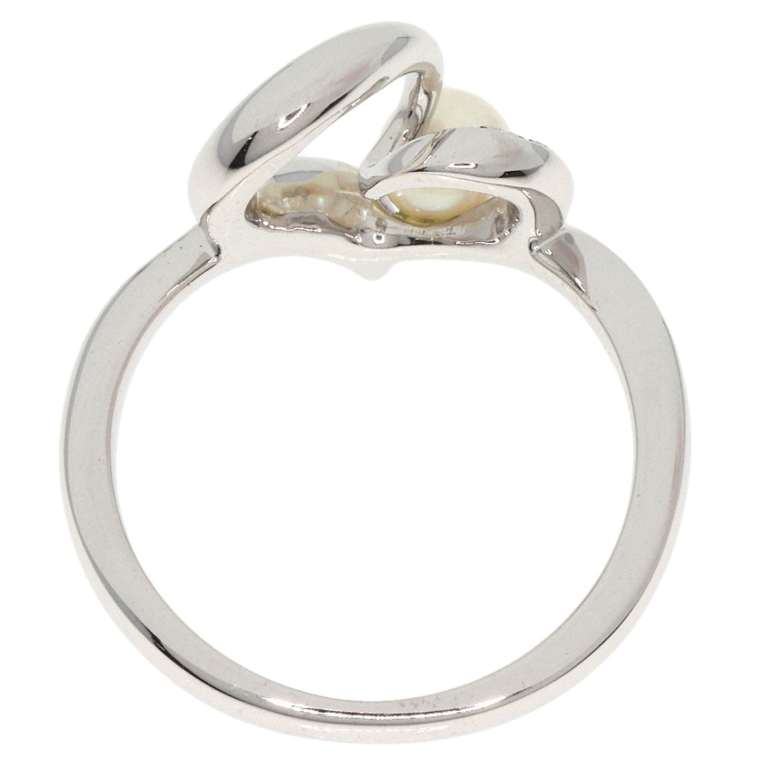 MIKIMOTO Ring K18WG gold Heart Motif Baby Pearl Pearl Diamond