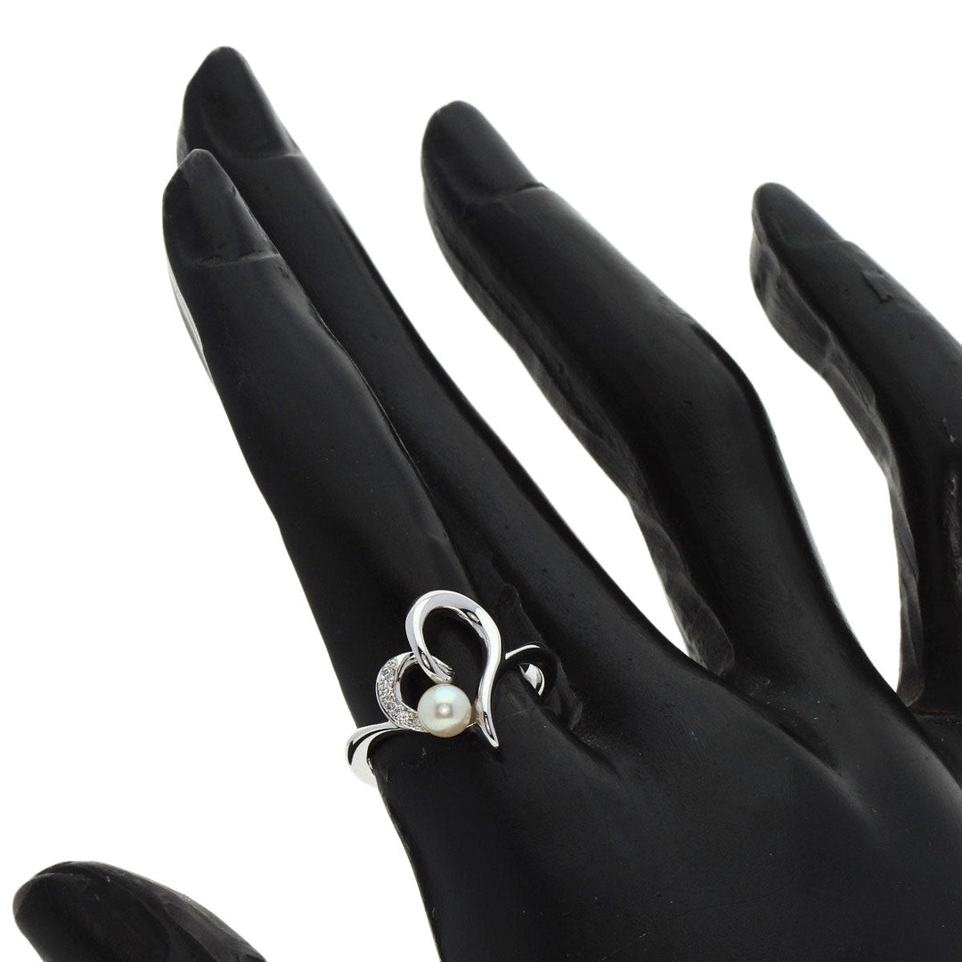 MIKIMOTO Ring K18WG gold Heart Motif Baby Pearl Pearl Diamond