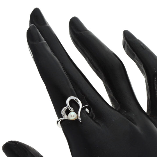 MIKIMOTO Ring K18WG gold Heart Motif Baby Pearl Pearl Diamond