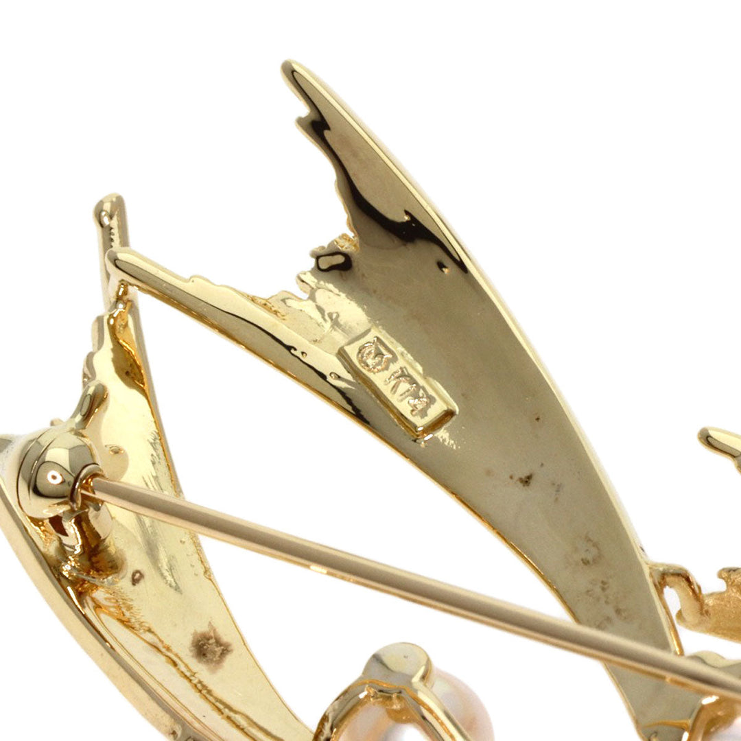 MIKIMOTO Brooch K14YG gold Pearl Women Used Authentic