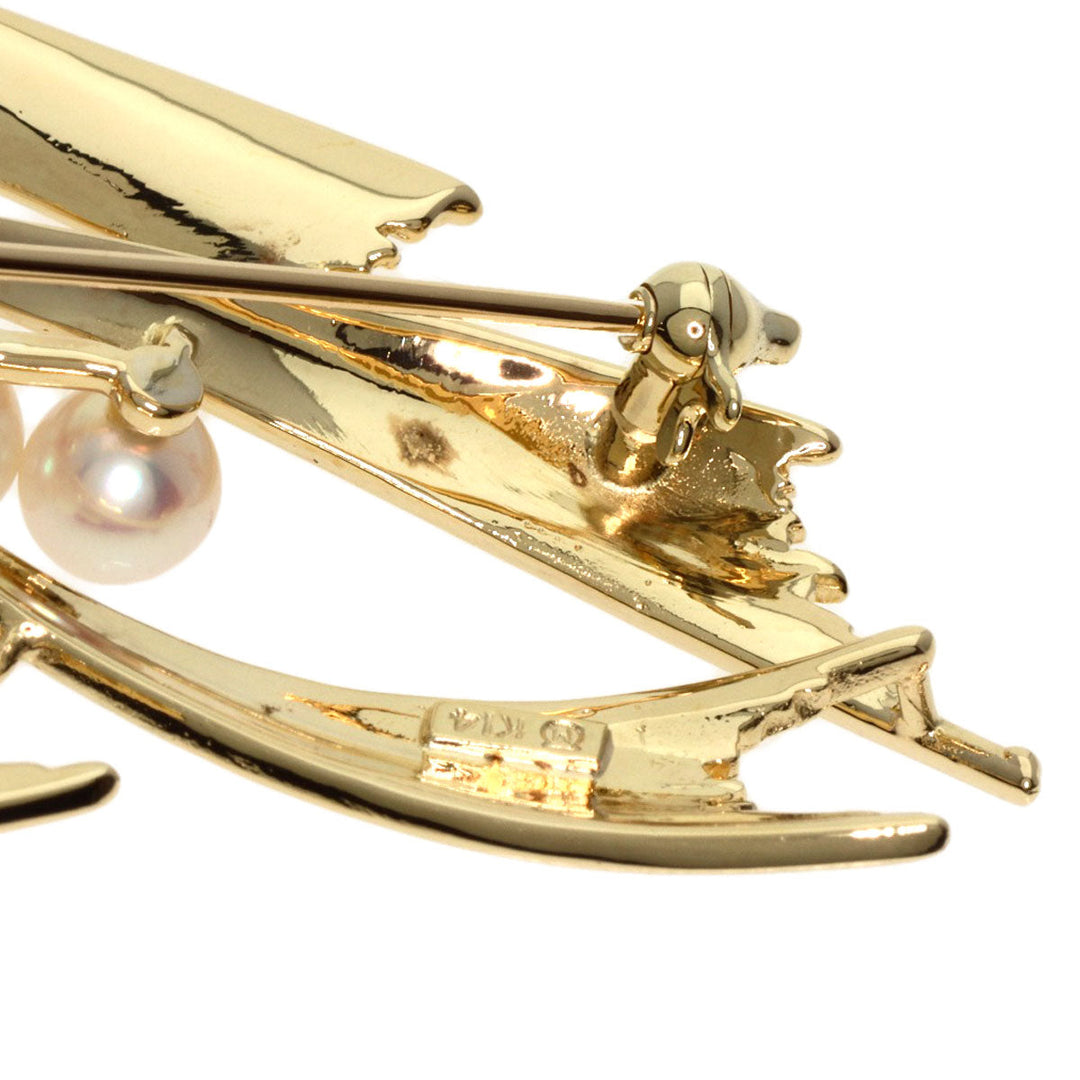 MIKIMOTO Brooch K14YG gold Pearl Women Used Authentic