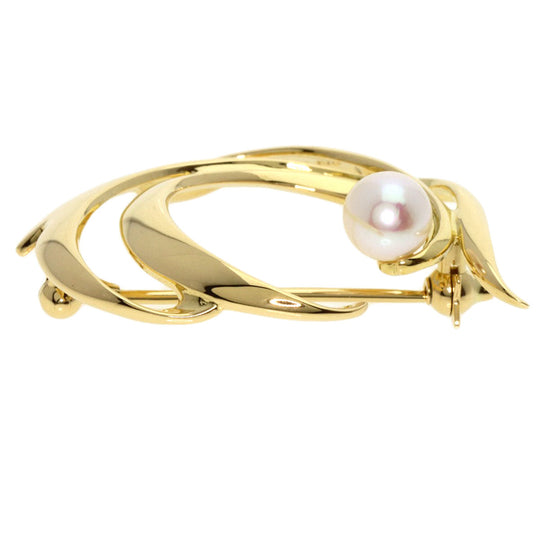 MIKIMOTO Brooch 18K Yellow Gold gold Pearl Women Used Authentic