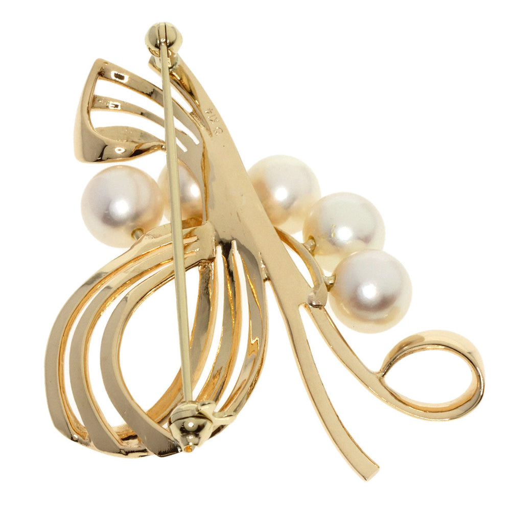 MIKIMOTO Brooch K14YG gold Pearl Women Used Authentic