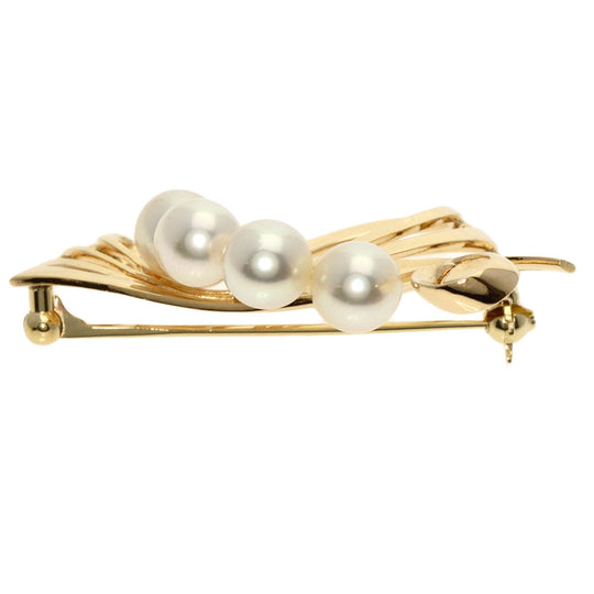MIKIMOTO Brooch K14YG gold Pearl Women Used Authentic