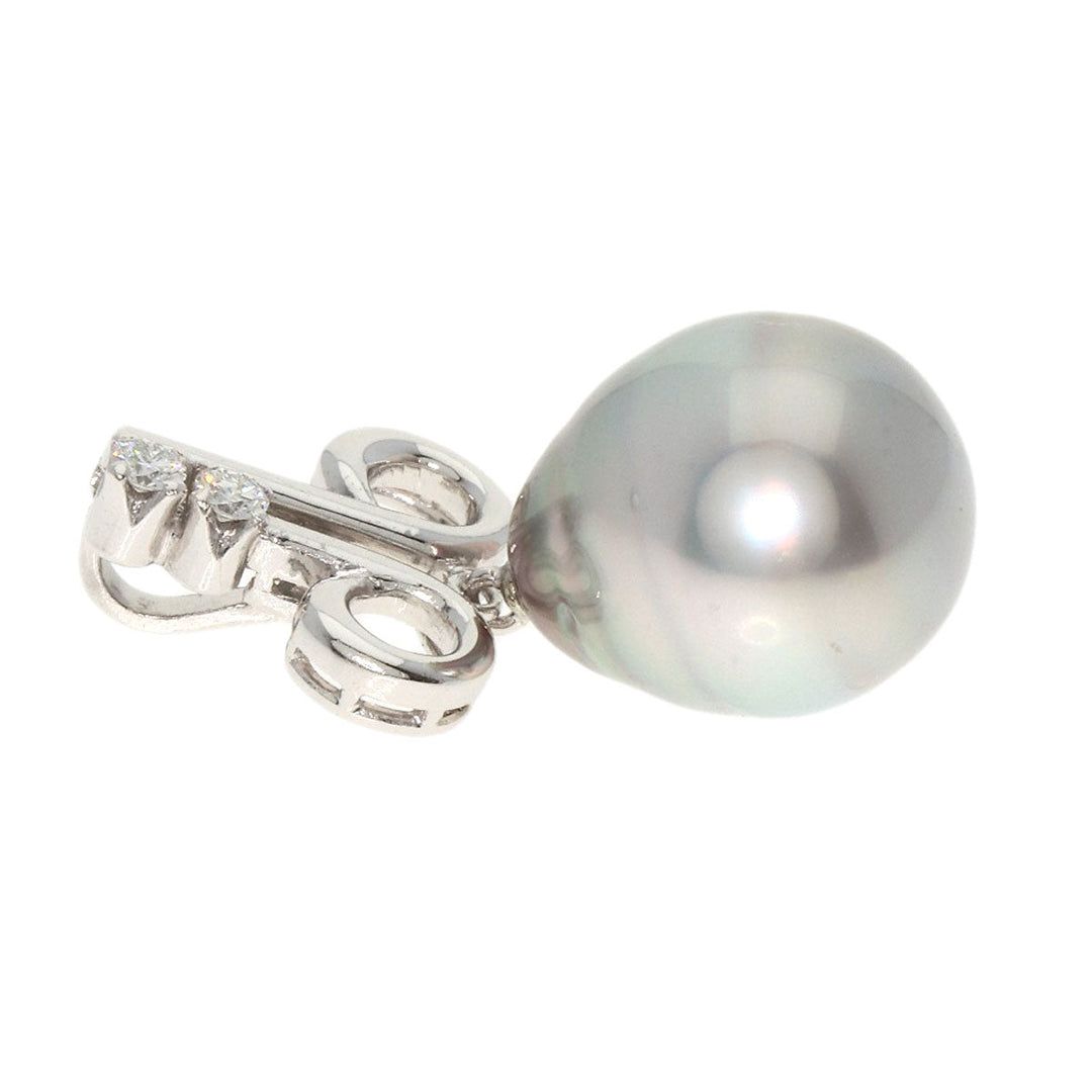 MIKIMOTO Pendant top K14WG Silver Pearl pearl diamond