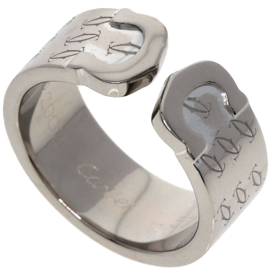CARTIER Ring K18WG Silver 2C ring # 55 Women Used Authentic
