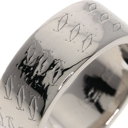CARTIER Ring K18WG Silver 2C ring # 55 Women Used Authentic