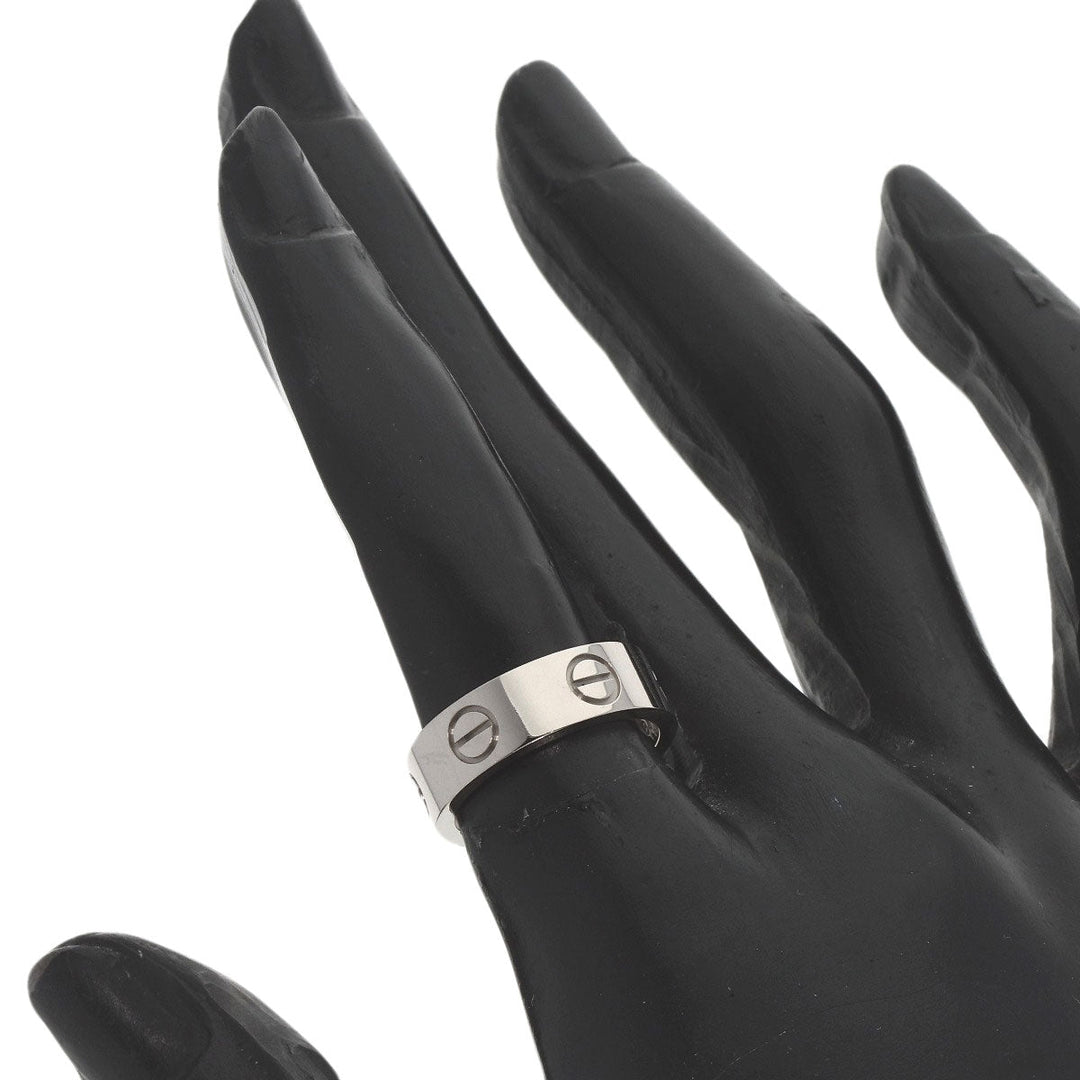 CARTIER Ring K18WG Silver Love Ring #49 Women Used Authentic