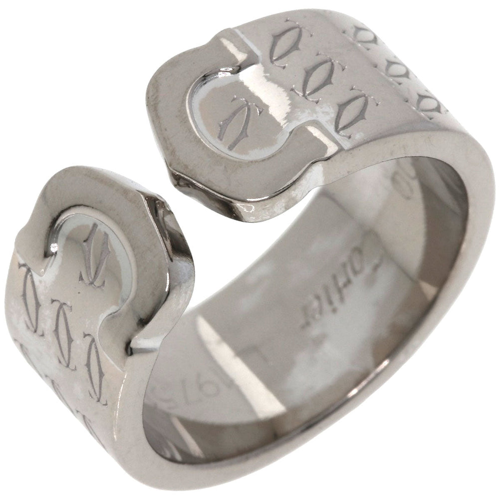 CARTIER Ring K18WG Silver 2C Ring 2000 Christmas Limited #52 Women Used Authentic