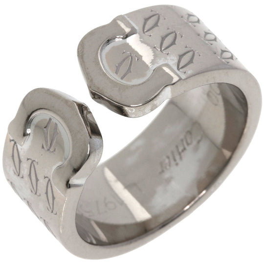 CARTIER Ring K18WG Silver 2C Ring 2000 Christmas Limited #52 Women Used Authentic