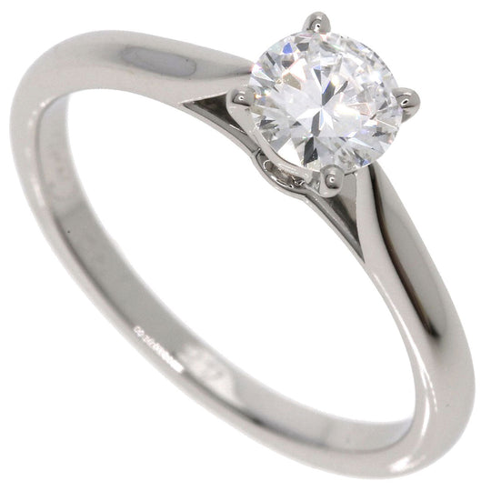 CARTIER Ring PT950 Silver Solitaire 1P Diamond #48 Women Used Authentic