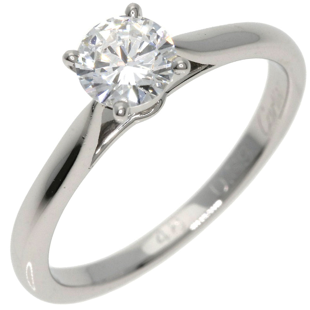 CARTIER Ring PT950 Silver Solitaire 1P Diamond #48 Women Used Authentic