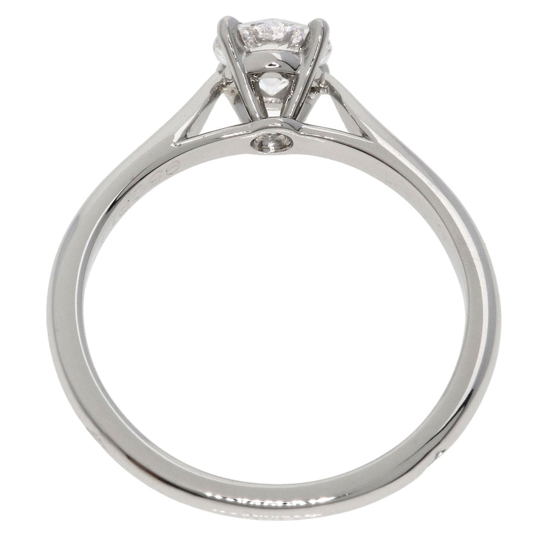 CARTIER Ring PT950 Silver Solitaire 1P Diamond #48 Women Used Authentic