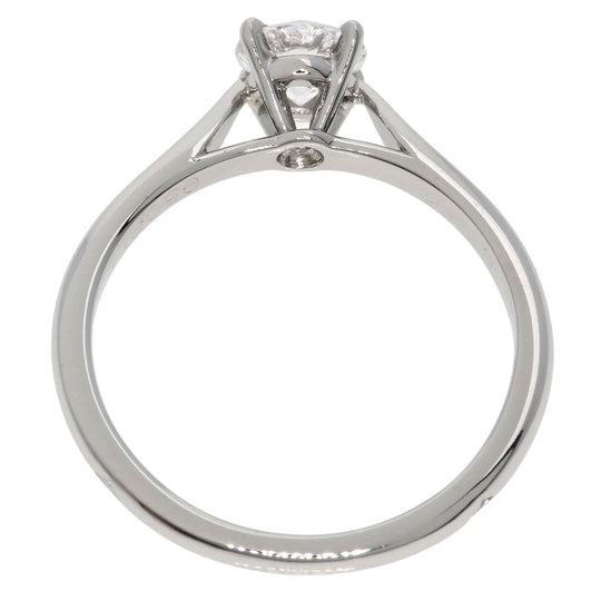 CARTIER Ring PT950 Silver Solitaire 1P Diamond #48 Women Used Authentic