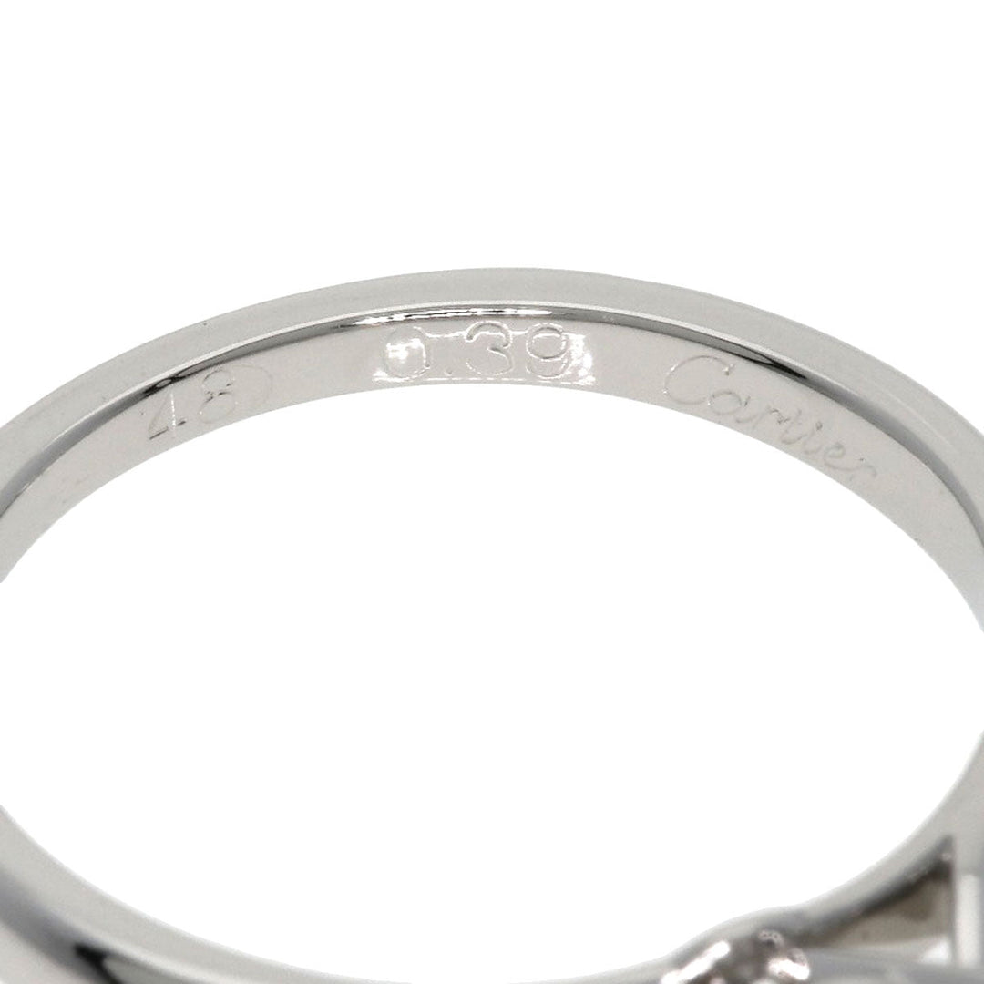 CARTIER Ring PT950 Silver Solitaire 1P Diamond #48 Women Used Authentic