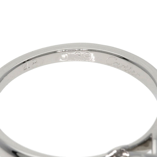 CARTIER Ring PT950 Silver Solitaire 1P Diamond #48 Women Used Authentic