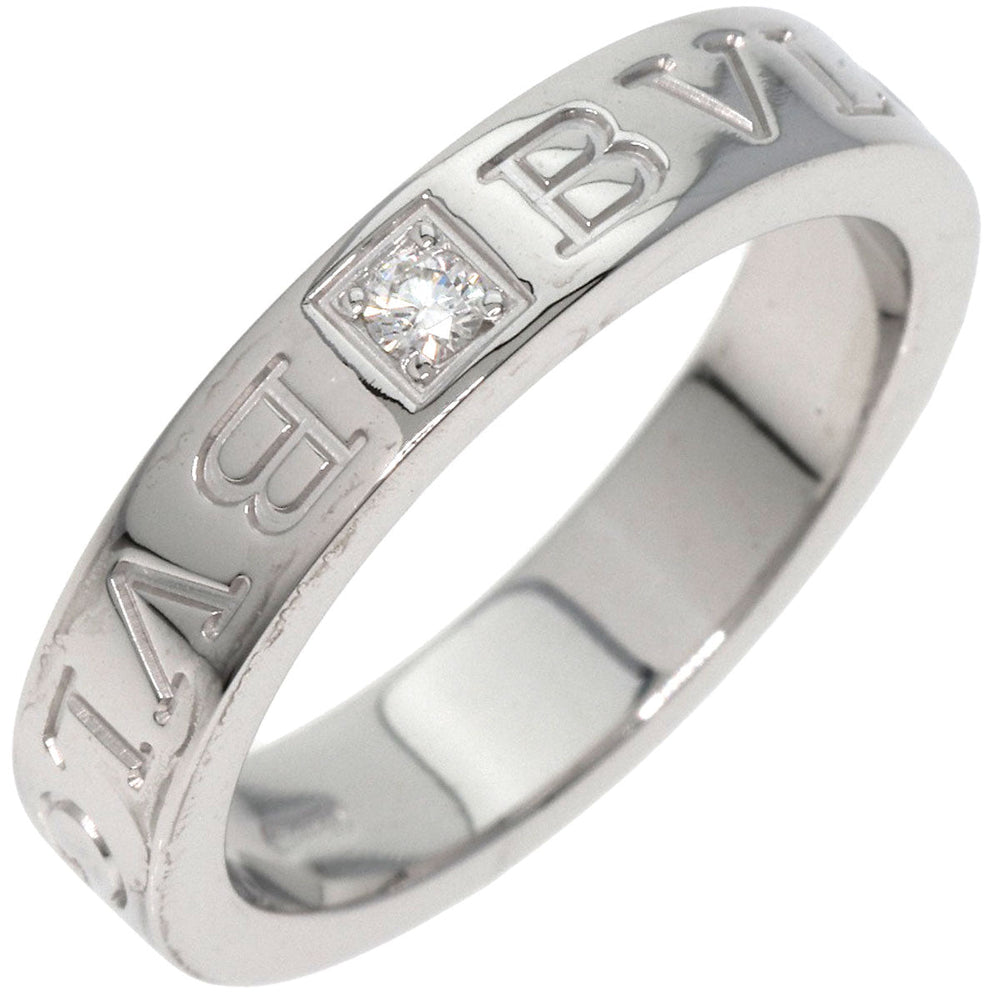 BVLGARI Ring K18WG Silver Double logo 1P Diamond