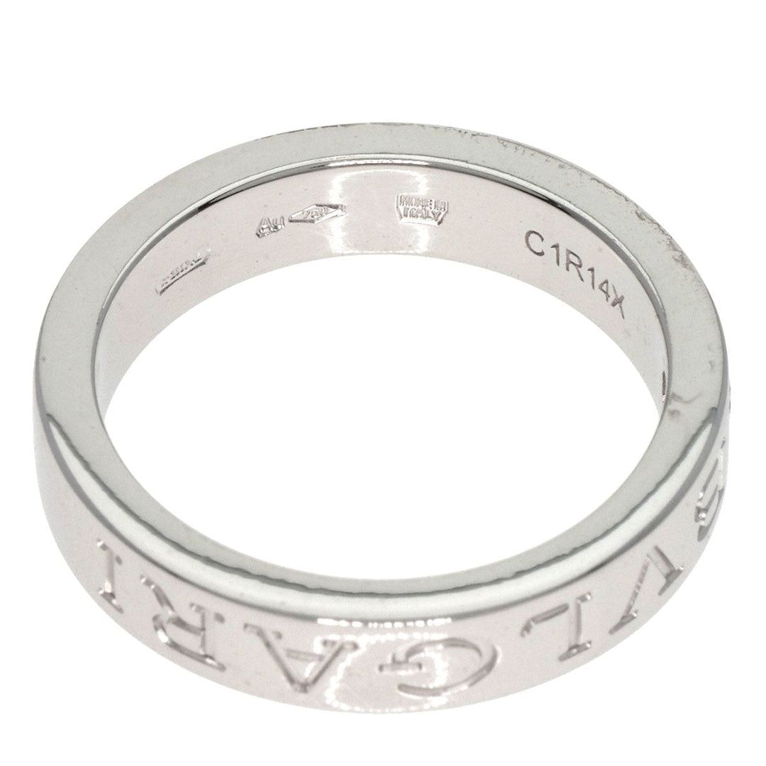 BVLGARI Ring K18WG Silver Double logo 1P Diamond