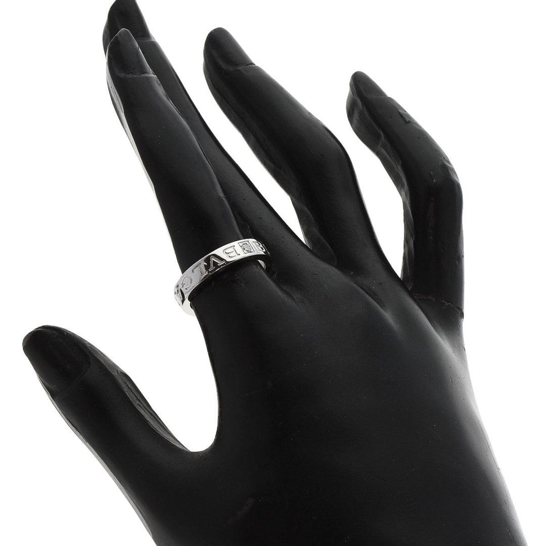 BVLGARI Ring K18WG Silver Double logo 1P Diamond
