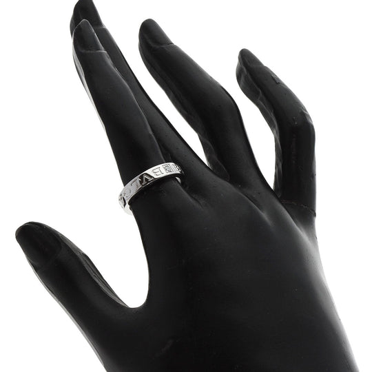 BVLGARI Ring K18WG Silver Double logo 1P Diamond