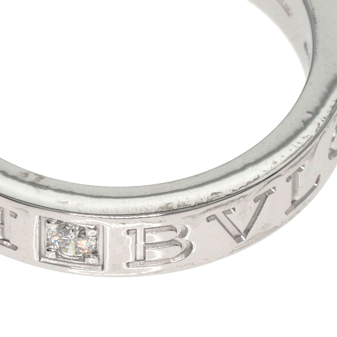 BVLGARI Ring K18WG Silver Double logo 1P Diamond